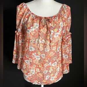 Floral Boho Blouse - Coral